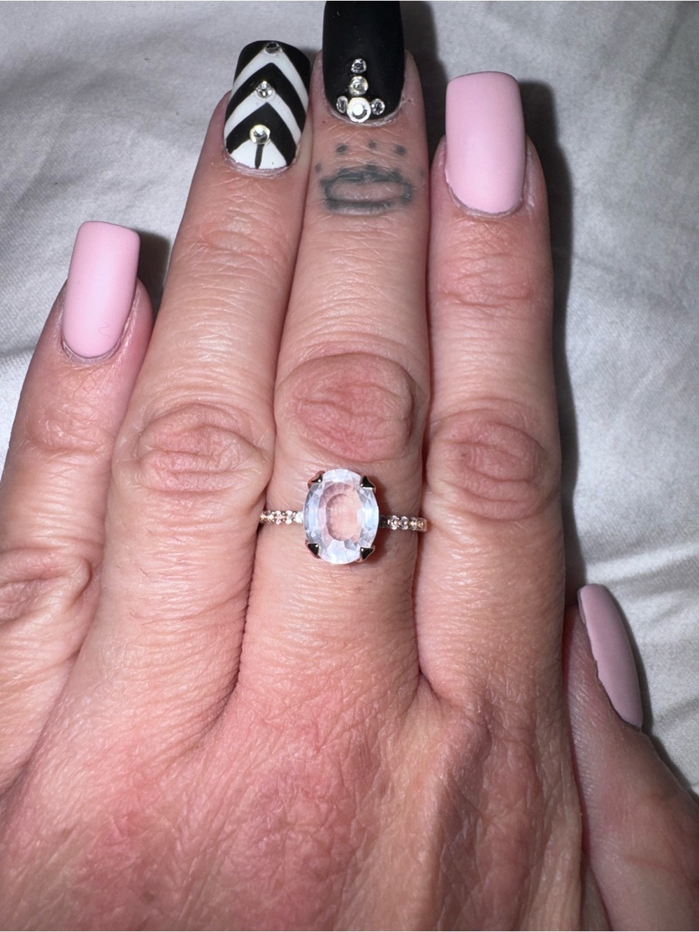 Rose Quartz Grade AAA Oval Stone Ring in Sterling Silver